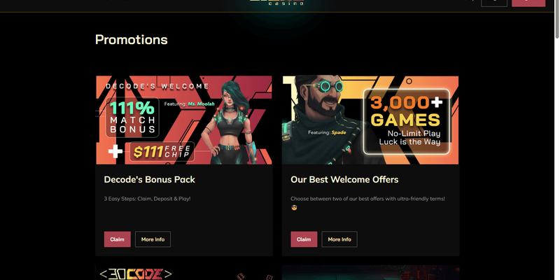 Decode Casino साइट प्रीव्यू