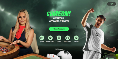 ComeOn! websted forhåndsvisning