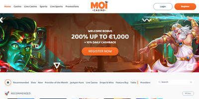 MoiCasino nettsted forhåndsvisning