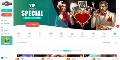 Spinia websted forhåndsvisning